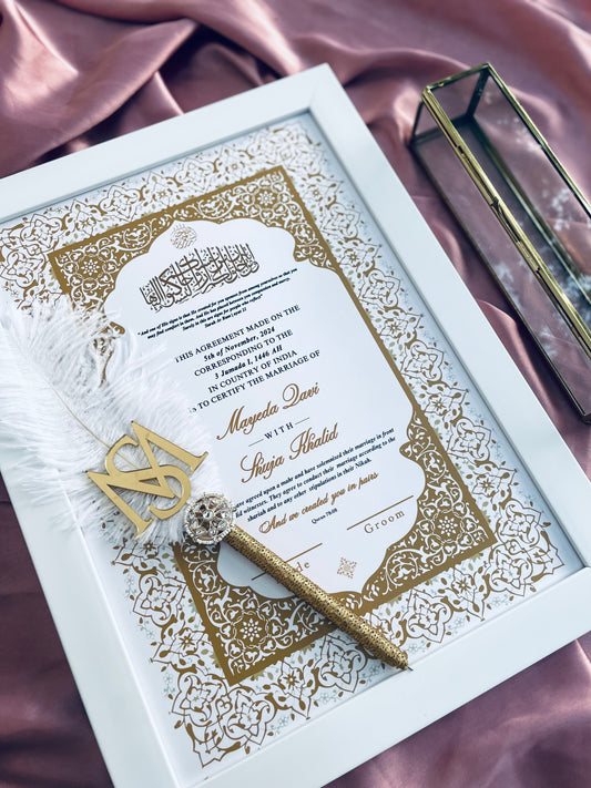 White NikahNama certificate with Frame