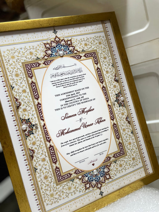 NikahNama Frame with Iconic Design certificate
