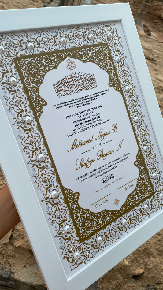 Pearls Embellished White Nikahnama