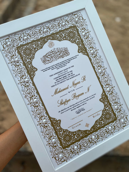 Pearls Embellished White Nikahnama