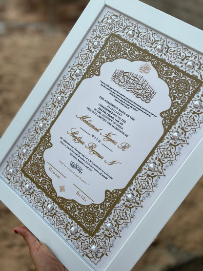Pearls Embellished White Nikahnama