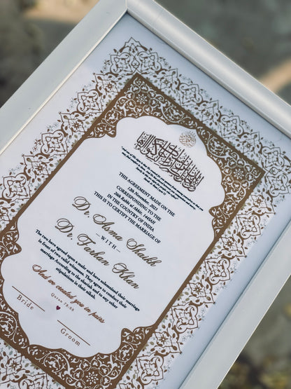 Gold White Nikah certificate