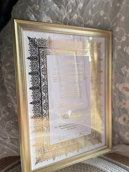 Gold Foiled Nikah Nama Frame