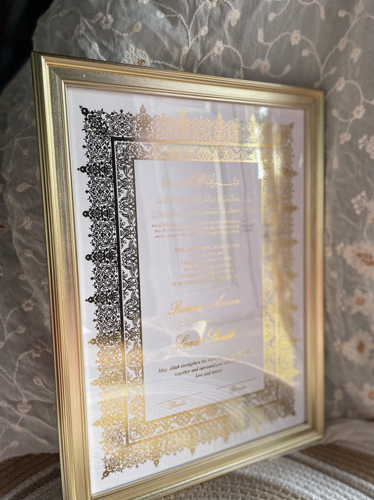 Gold Foiled Nikah Nama Frame