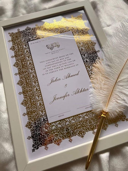 Gold White Nikah certificate
